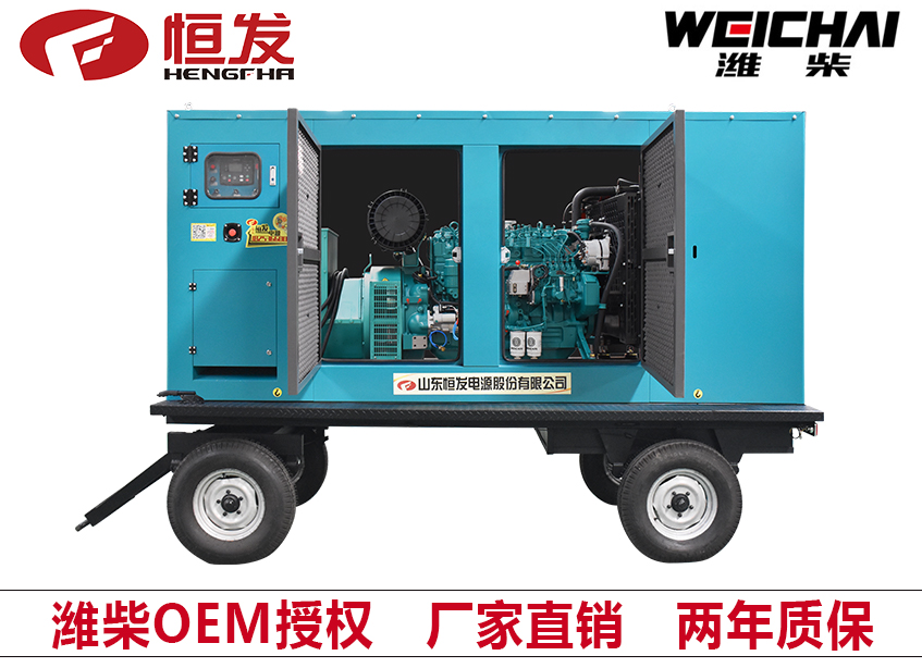 潍柴股份100kw柴油发电机组厂家直销移动拖车